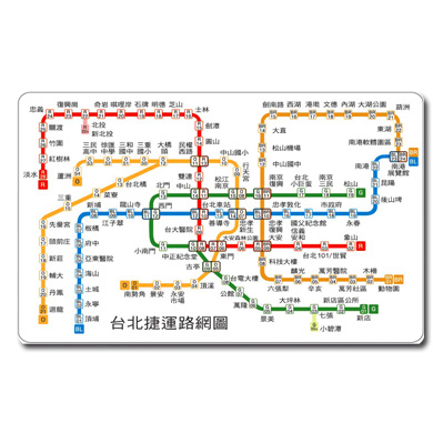 台北捷運路網圖悠遊卡